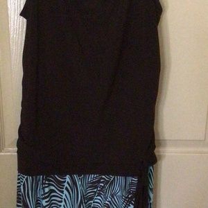 Brown and turquoise tank top midi dress size 14